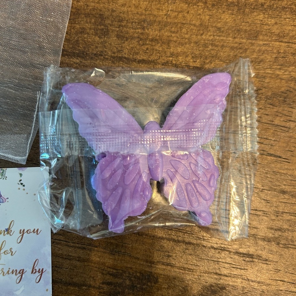 Purple Butterfly Hand Body Soap with Organza Bag “Thank you for fluttering by” - Picture 2 of 5